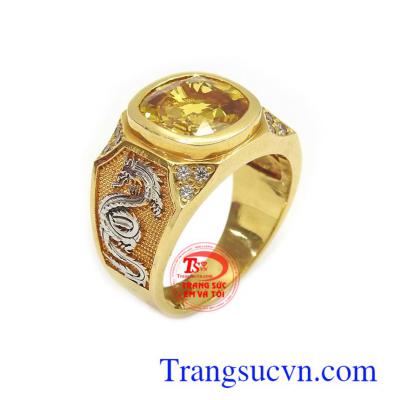 Nhẫn nam Sapphire vàng rồng vàng 18k chế tác công nghệ cao cấp đường nét độc đáo, tinh xảo và thời trang