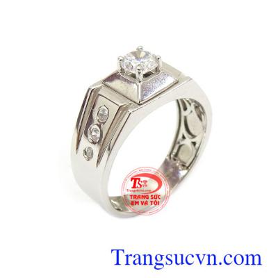 Nhẫn nam thanh lịch 18k, nhẫn nam vàng trắng đẹp, họa tiết không cầu kỳ, mang đến cho người đeo vẻ đẹp thanh lịch nhưng vẫn sang trọng, quý phái