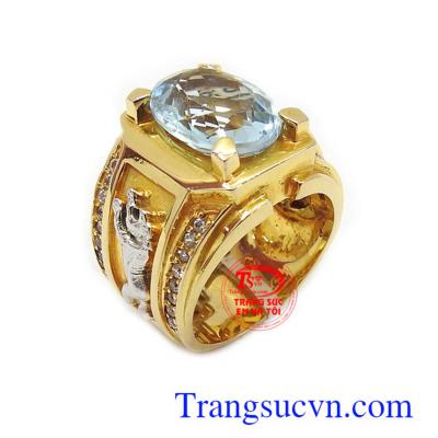 Nhẫn nam Topaz mệnh Thủy và Mộc vàng tây 14k 58,5%Au,Gắn đá Topaz thiên nhiên chất lượng,Nhẫn nam đảm bảo,chiếc nhẫn topaz vàng tây dành cho nam bảo hành 1 năm,thanh toán an toàn