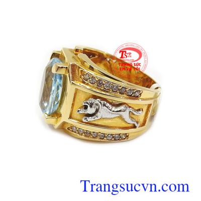 Nhẫn nam Topaz vàng 14k thời trang mạnh mẽ, phù hợp phong cách phái mạnh