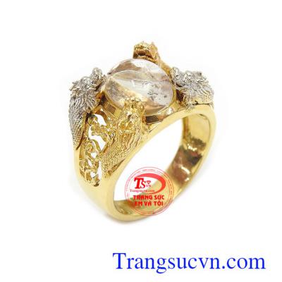 Nhẫn nam tứ long quy tụ, nhẫn nam vàng tây đẹp, vàng 18k đảm bảo, chế tác tinh xảo, mang lại vẻ đẹp sang trọng, quý phái và tài lộc, thành công cho người đeo