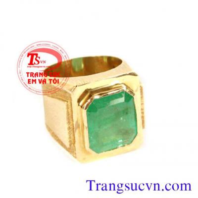 Nhẫn nam vàng gắn Emerald