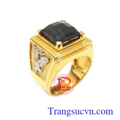 Nhẫn nam vàng tây gắn đá quý