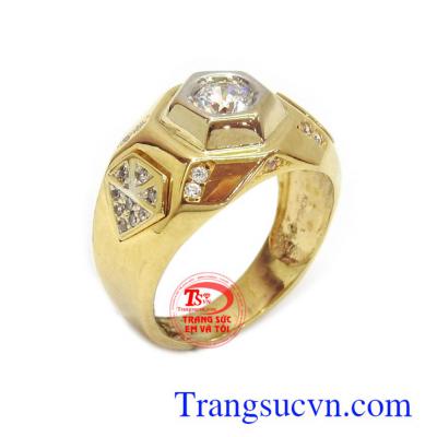 Nhẫn nam vàng tây mặt kim Đeo hợp thời trang, chất lượng vàng đảm đeo bền đẹp sáng bóng, tinh tế và sang trọng dành cho phái mạnh