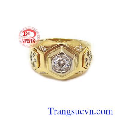 Nhẫn nam vàng tây mặt kim Đeo hợp thời trang, chất lượng vàng đảm đeo bền đẹp sáng bóng, tinh tế và sang trọng dành cho phái mạnh