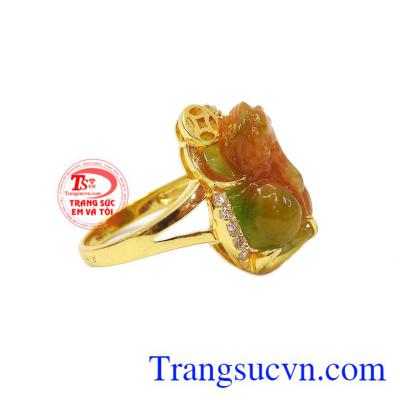 Nhẫn được bảo hành uy tín, giao hàng toàn quốc,Nhẫn nữ 14k tỳ hưu hưng thịnh