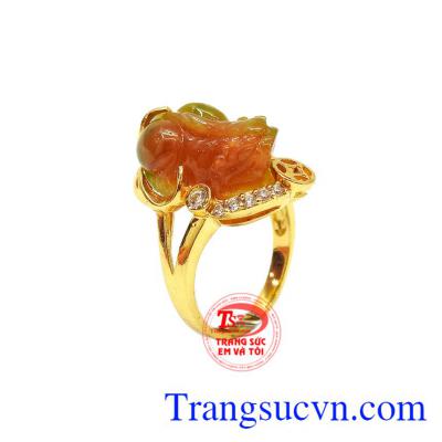 Nhẫn nữ 14k tỳ hưu hưng thịnh được chế tác từ đá cẩm thạch thiên nhiên và vàng 14k chuẩn chất lượng,Nhẫn nữ 14k tỳ hưu hưng thịnh