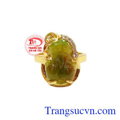 hưu ngọc cẩm thạch có đặc điểm miệng rộng, mông to, hút tài lộc của cải cho chủ nhân,Nhẫn nữ 14k tỳ hưu may mắn
