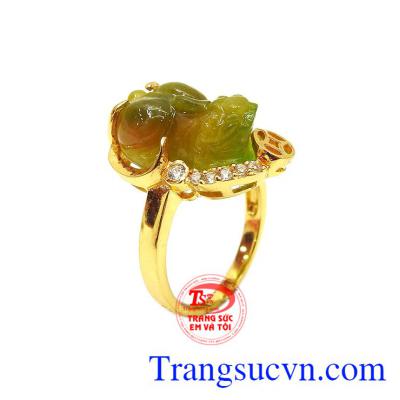 Nhẫn nữ 14k tỳ hưu may mắn là sản phẩm nữ vàng tây 14k đẹp, ngậm tiền ở miệng,Nhẫn nữ 14k tỳ hưu may mắn