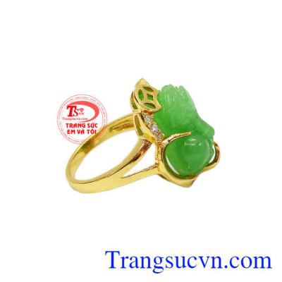Tỳ hưu là linh vật chiêu tài lộc, của cải cho người sử dụng,Nhẫn nữ 14k tỳ hưu tài lộc