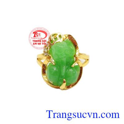 Sản phẩm được kết hợp từ đá cẩm thạch thiên nhiên và vàng 14k chuẩn chất lượng,Nhẫn nữ 14k tỳ hưu tài lộc