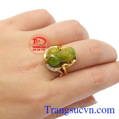 Theo phong thủy tỳ hưu là linh vật mang lại nhiều may mắn thành công trong công việc,Nhẫn nữ 14k tỳ hưu thịnh vượng