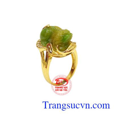 Nhẫn nữ 14k tỳ hưu thịnh vượng được chế tác từ cẩm thạch thiên nhiên chuẩn chất lượng,Nhẫn nữ 14k tỳ hưu thịnh vượng