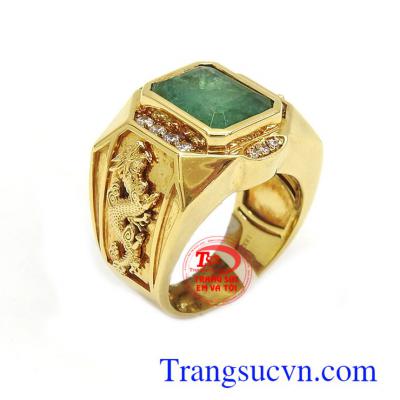 Chiếc Nhẫn rồng Emerald vàng 18k nhẫn nam ngọc lục bảo,vàng 18k thiết kế nhẫn nam 3d,bảo hành 1 năm,nhẫn nam doanh nhân,nhẫn nam emerld thiên nhiên,nhân nam đẹp