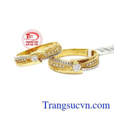 Nhẫn vàng 18k cưới liền