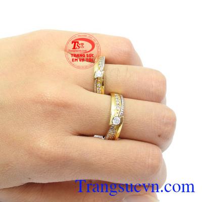 Nhẫn vàng 18k cưới liền