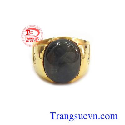Nhẫn nam vàng 14k gắn Sapphire thiên nhiên sang trọng, đẳng cấp, đeo hợp thời trang và phong thủy