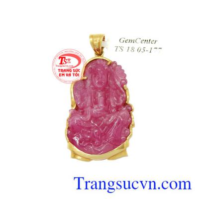 Phật Quan âm ruby bọc vàng