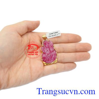Phật Quan âm ruby bọc vàng chất lượng.