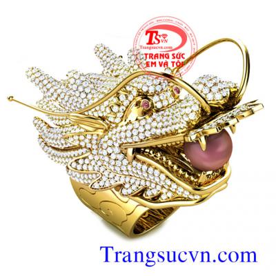 Rồng gậm châu - Nhẫn vàng đính đá