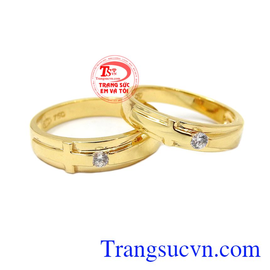 Nhẫn cưới thánh giá 18k được chế tác từ vàng 18k chuẩn chất lượng,Nhẫn cưới thánh giá 18k