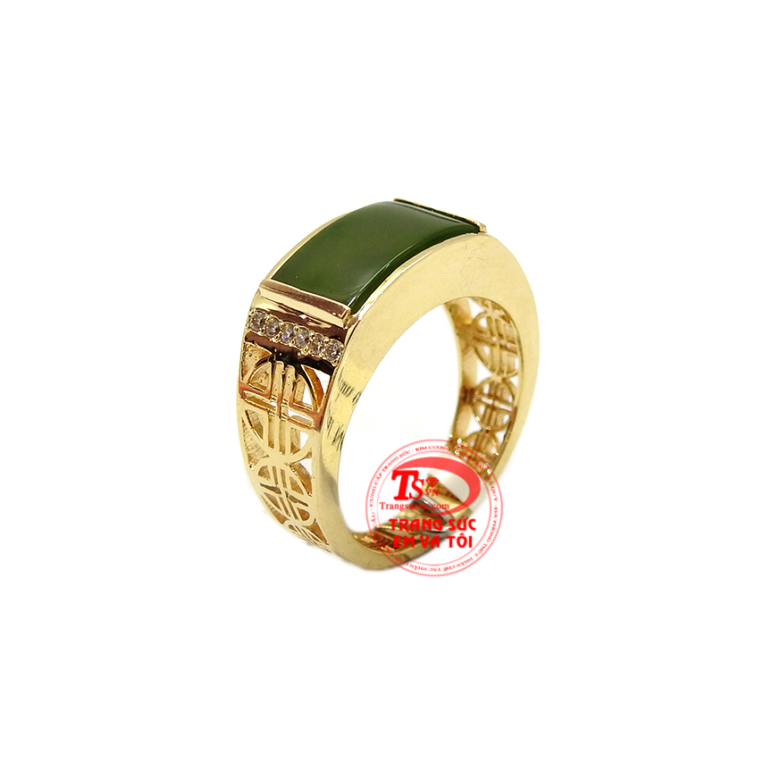 Nhẫn Nephrite vàng 14k là sản phẩm nhẫn vàng được chế tác tinh tế, gắn ngọc cẩm thạch sang trọng,Nhẫn Nephrite vàng 14k