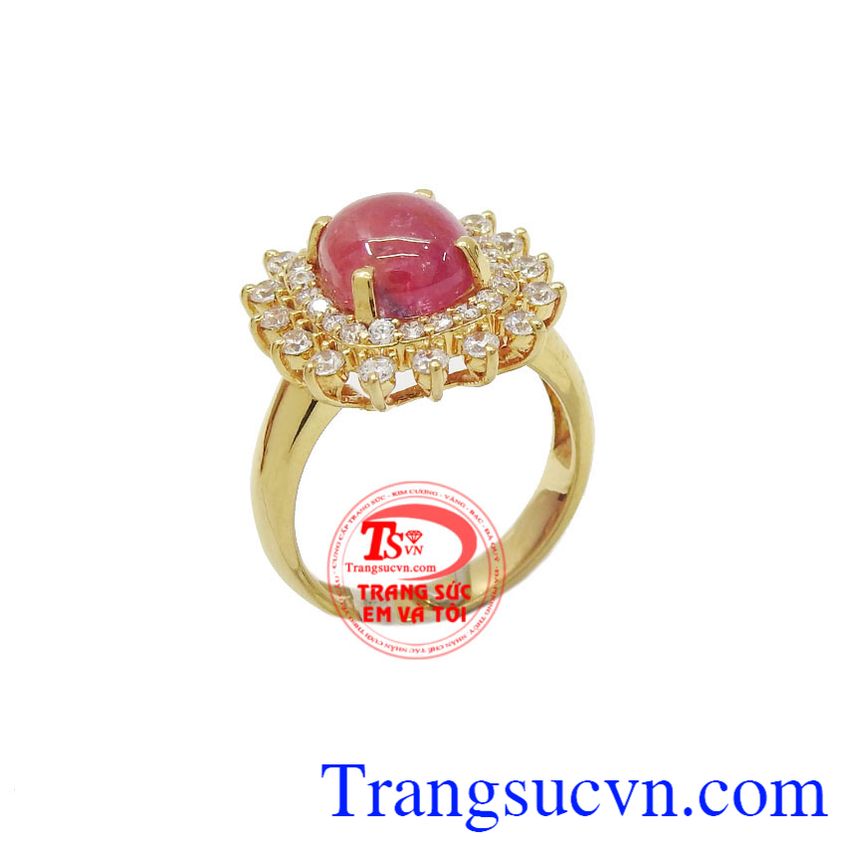 Nhẫn nữ sapphire hồng thiên nhiên vàng tây dành cho nữ vàng đảm bảm, sản phẩm được thiết kế 3D, được thiết kế sang trọng, quý phái
