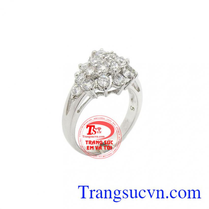 Nhẫn nữ vàng trắng 14k phong cách
