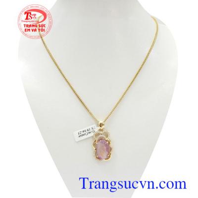 Bộ dây chuyền Sapphire tài lộc vàng 10k sang trọng, thời trang, đẳng cấp, hợp phong cách thời trang phái đẹp Bộ dây chuyền Sapphire tài lộc