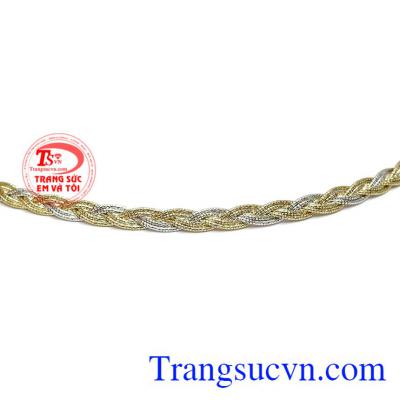 Kiềng vàng bện 2 sợi 2 màu xen kẽ nhau sang trọng. Kiềng Ý bện hiện đại