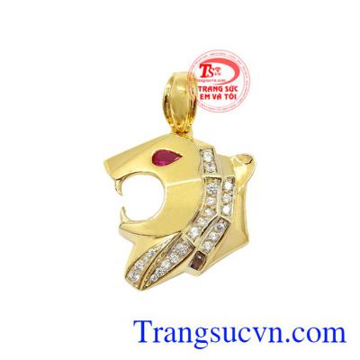 Mặt báo dũng mãnh dành cho nam cá tính, vàng 10k. Mặt báo dũng mãnh