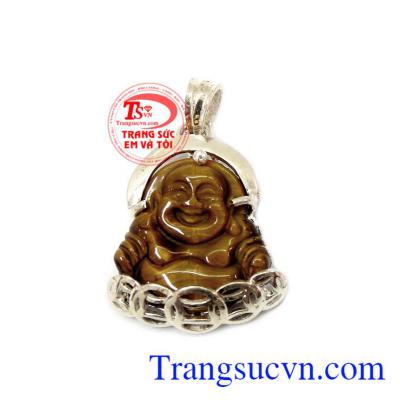 Mặt dây bạc di lặc thịnh vượng được chế tác từ bạc 925 và đá mắt hổ chất lượng cao