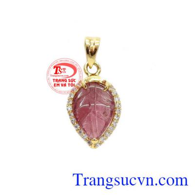Mặt dây chiếc lá tourmalin xinh xắn