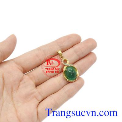 Mặt đá quý sang trọng và tinh tế, Mặt nữ emeral thiên nhiên bọc vàng