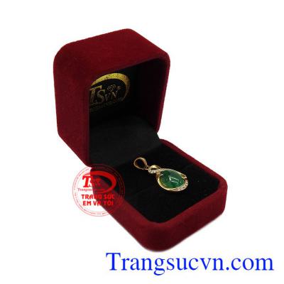 Bảo hành 12 tháng, có thu mua lại, Mặt nữ emeral thiên nhiên bọc vàng