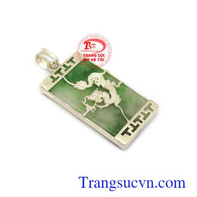 Mặt dây chuyền rồng ngọc cẩm thạch bọc bạc thiên nhiên cao cấp