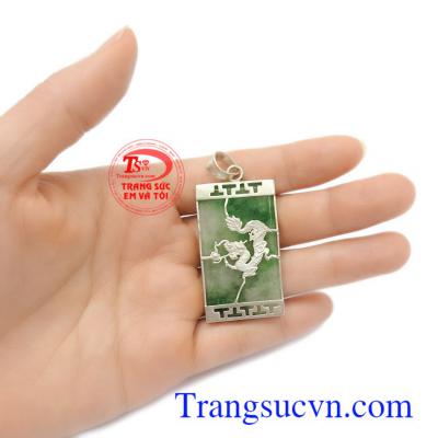 Mặt dây chuyền ngọc cẩm thạch thiên nhiên bọc bạc