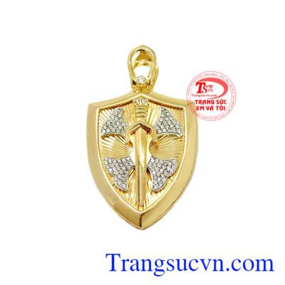 Mặt dây khiên vàng, mặt vàng dây chuyền nam hình khiên biểu tượng của sự che chở kiếm được phòng thủ và chiến thắng, mặt dây khiên vàng. Mặt dây khiên vàng