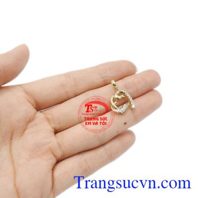 Mặt chuyền nữ,mặt dây vàng đẹp,đeo hợp thời trang. Mặt dây korea trái tim thủy chung. Mặt dây korea trái tim thủy chung