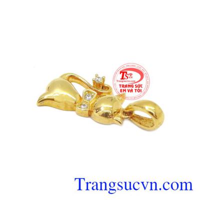 Mặt dây chuyền 10k đẹp,giao hàng toàn quốc, bảo hành uy tín. Mặt dây mèo phù thủy nhỏ