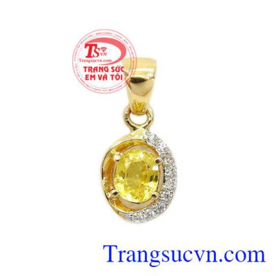 Mặt dây Sapphire độc đáo được chế tác từ vàng 14k kết hợp đá sapphire thiên nhiên cao cấp
