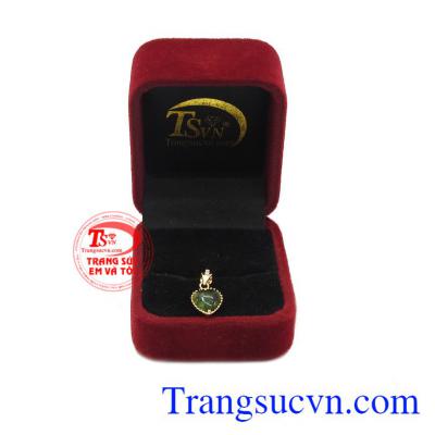 Mặt dây trái tim tourmalin thiên nhiên