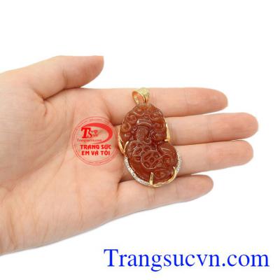 Mặt dây tỳ hưu mã não đỏ thiên nhiên. Mặt dây tỳ hưu mã não đỏ