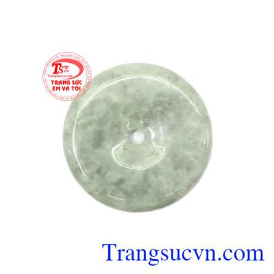 Mặt đồng xu Jadeite tài lộc được chạm khắc bản cỡ lớn từ ngọc cẩm thạch thiên nhiên,Mặt đồng xu Jadeite tài lộc