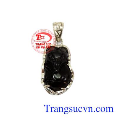 Mặt hồ ly xanh đen obsidian đẹp