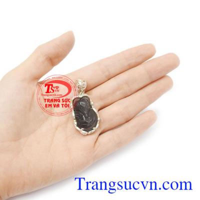Mặt hồ ly xanh đen obsidian đẹp thích hợp làm quà tặng người thân yêu