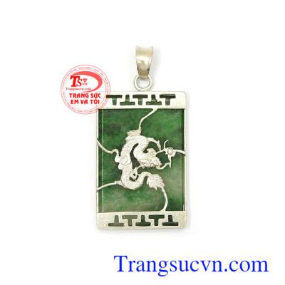 Mặt ngọc chạm rồng ngọc cẩm thạch thiên nhiên cao cấp bọc bạc sang trọng, thời trang, đeo hợp nhiều loại dây chuyền khác nhau