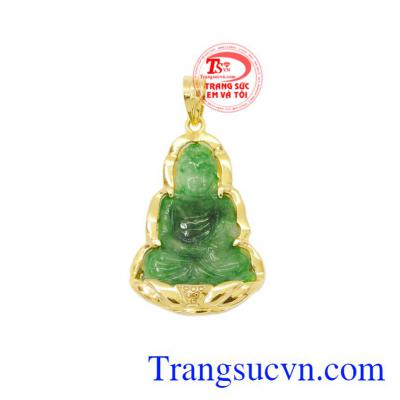 Mặt Phật bọc vàng 14k đẹp là sản phẩm được chế tác từ đá Jadeite thiên nhiên bọc vàng 14k.