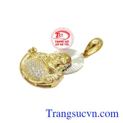 Sự kết hợp vàng màu cùng vàng trắng tạo điểm nhấn ấn tượng cho mặt dây. Mặt phật di lặc vàng