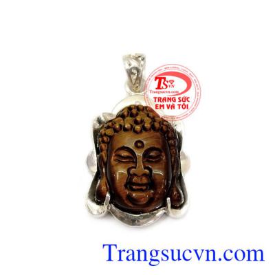 Mặt phật mắt hổ cho nam được chế tác từ bạc 925 và đá mắt hổ chất lượng cao